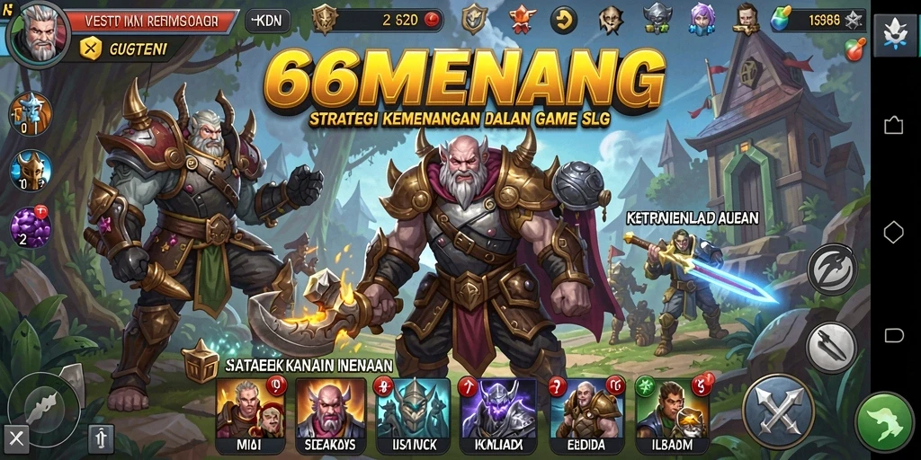 Screenshot menunjukkan aksi mendalam dalam gameplay SLG.