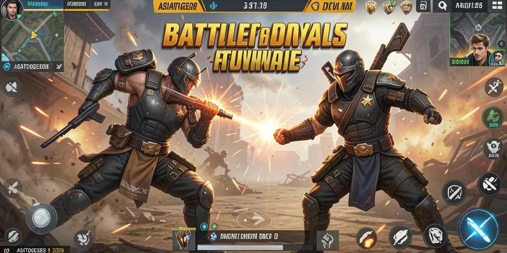 Tampilan gameplay ASIATOGEL88 dengan pertempuran Battle Royale yang seru.