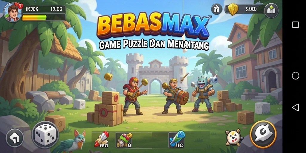 Tangkapan layar gameplay BEBASMAX yang menampilkan tantangan Puzzle.
