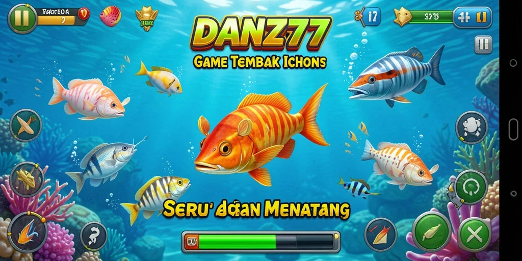 Screenshot DAN777 menampilkan aksi seru menembak ikan.