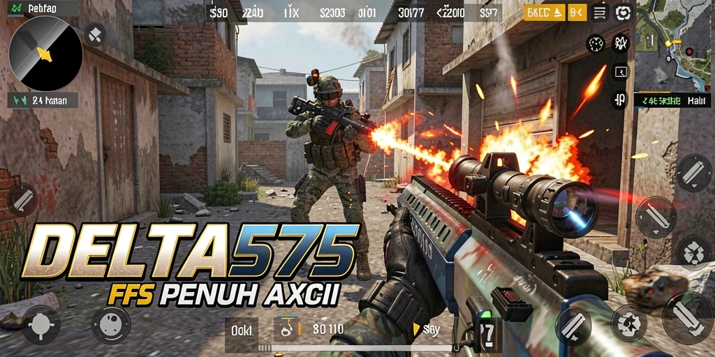 Screenshot DELTA575 menampilkan aksi intens dalam game FPS.