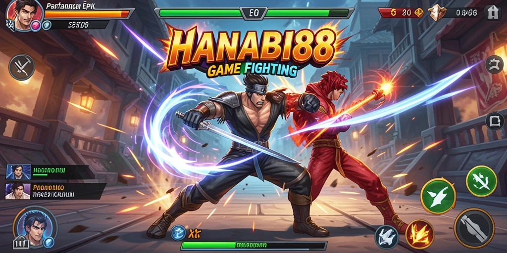 Screenshot utama HANABI88 menampilkan karakter dalam aksi pertarungan yang mendebarkan.