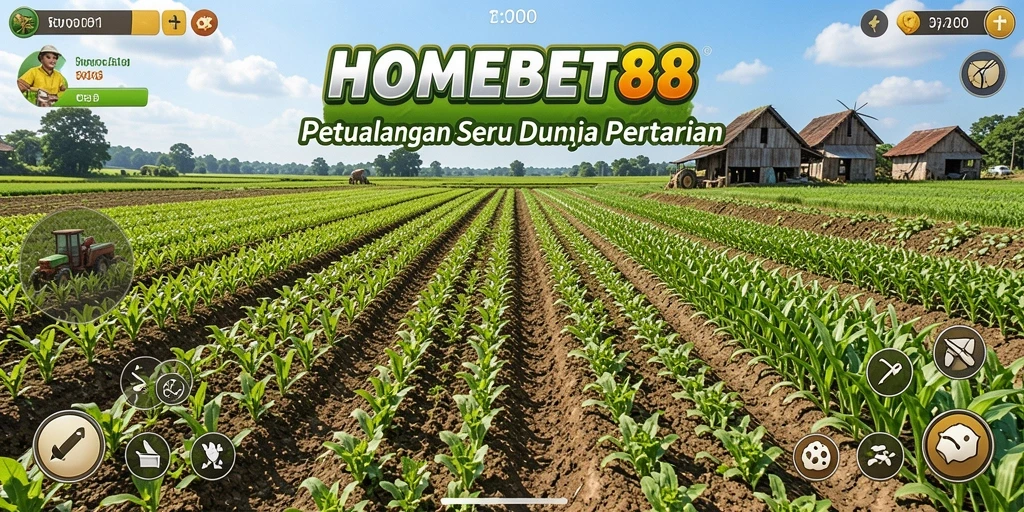 Tampilan gameplay HOMEBET88 yang menarik dengan aktivitas pertanian.