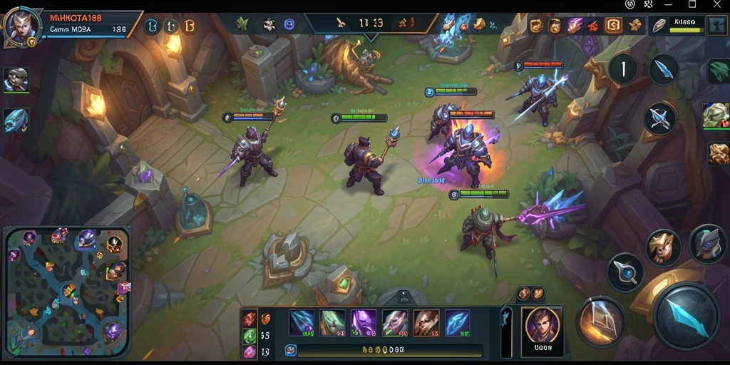 Screenshot MOBA MAHKOTA188 menampilkan aksi pertarungan yang mendebarkan.