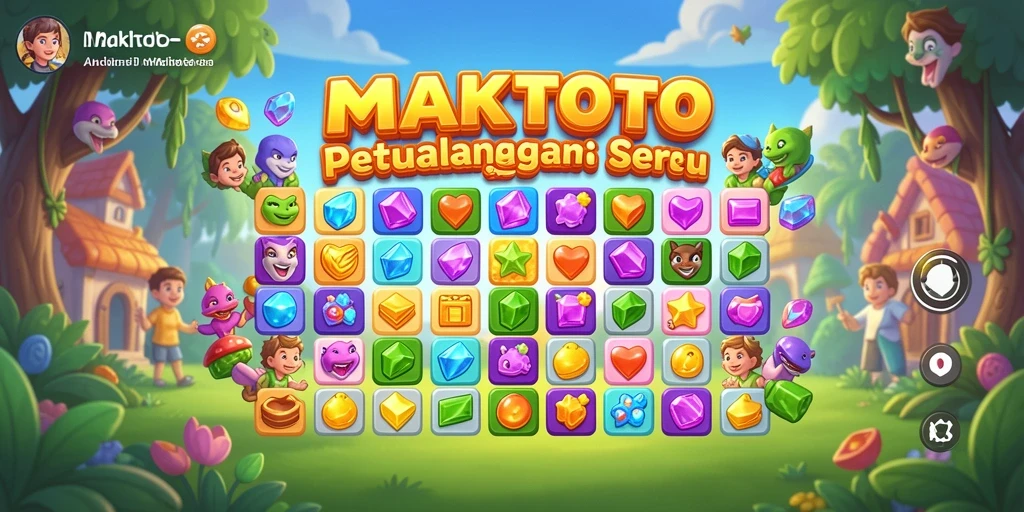 Gameplay seru dari MAKTOTO saat mencocokkan objek dalam level Match-3.