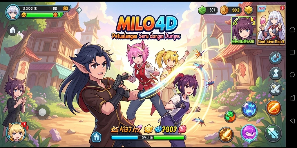 Tampilan gameplay seru dari MILO4D dengan karakter anime yang menarik.