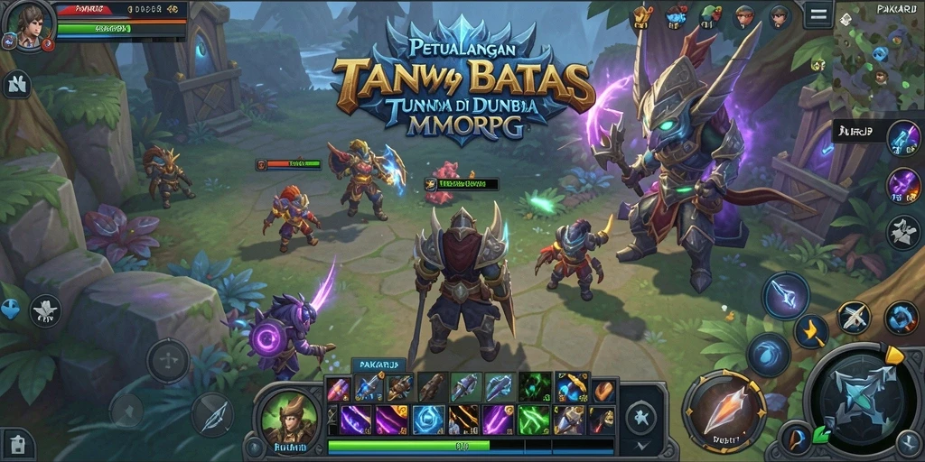 Tampilan gameplay PAKARJP menampilkan petualangan di dunia fantasi yang luas.