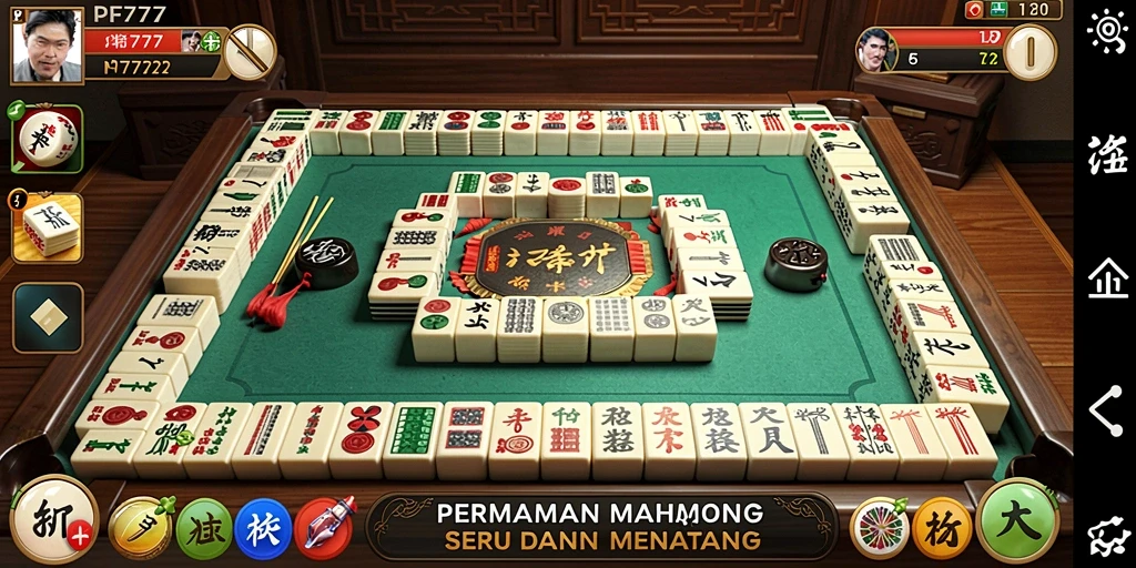 Screenshot utama PF777 menunjukkan gameplay Mahjong yang seru dan menantang.