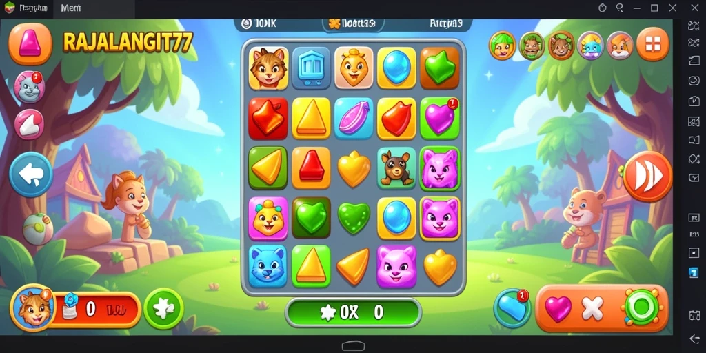 Tampilan gameplay seru dari RAJALANGIT77 dengan elemen match-3.