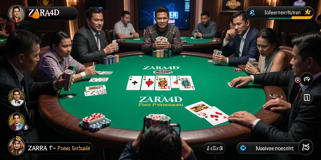 Tampilan gameplay Poker ZARA4D menampilkan aksi seru dan interaktif.